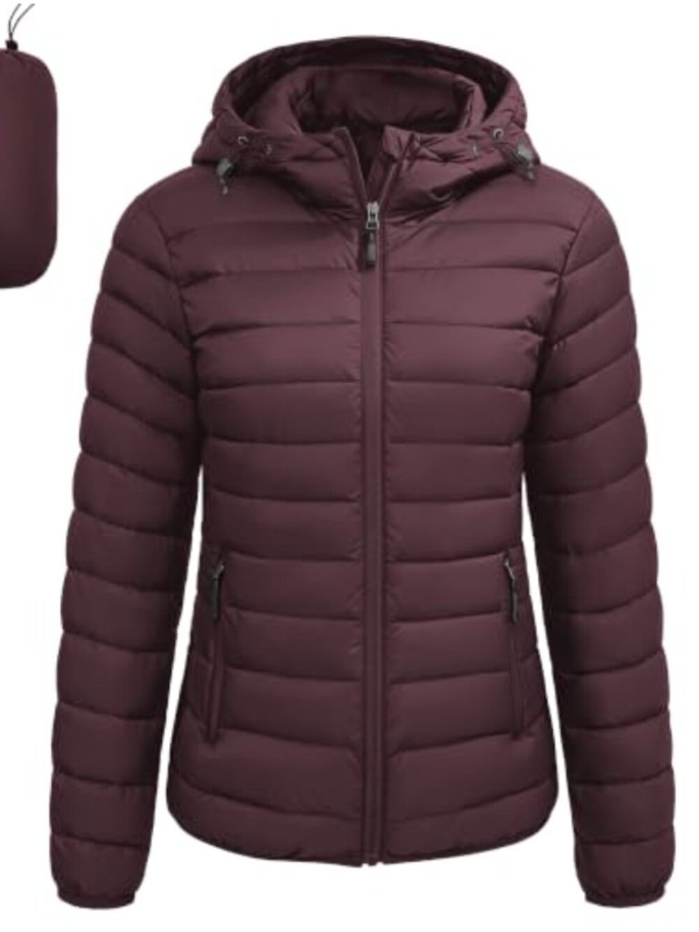 Women's Packable Puffer Jacket Lightweight Warm Hooded Winter Coat